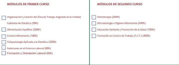 Técnico Superior en dietetica colegio valle del miro