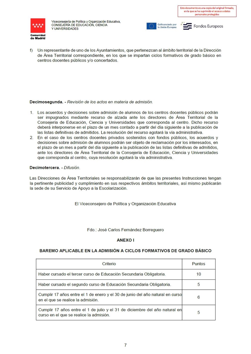 FPB Anexo I - Baremación
